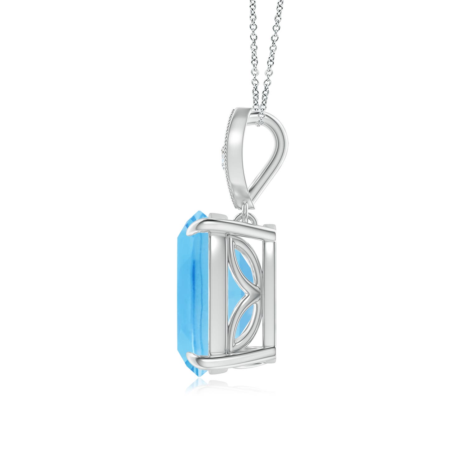 A - Swiss Blue Topaz / 3.25 CT / 14 KT White Gold