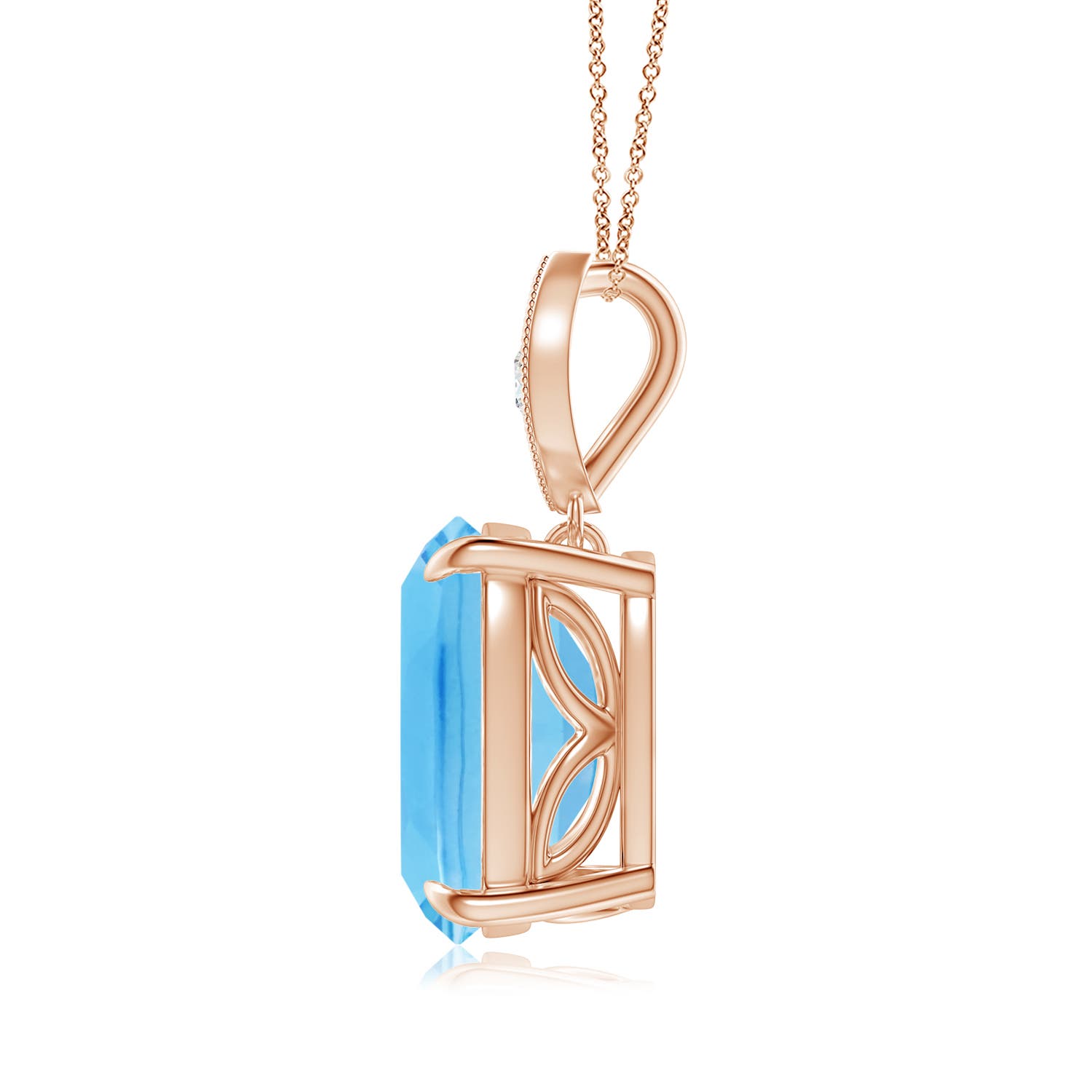 A - Swiss Blue Topaz / 4.57 CT / 14 KT Rose Gold