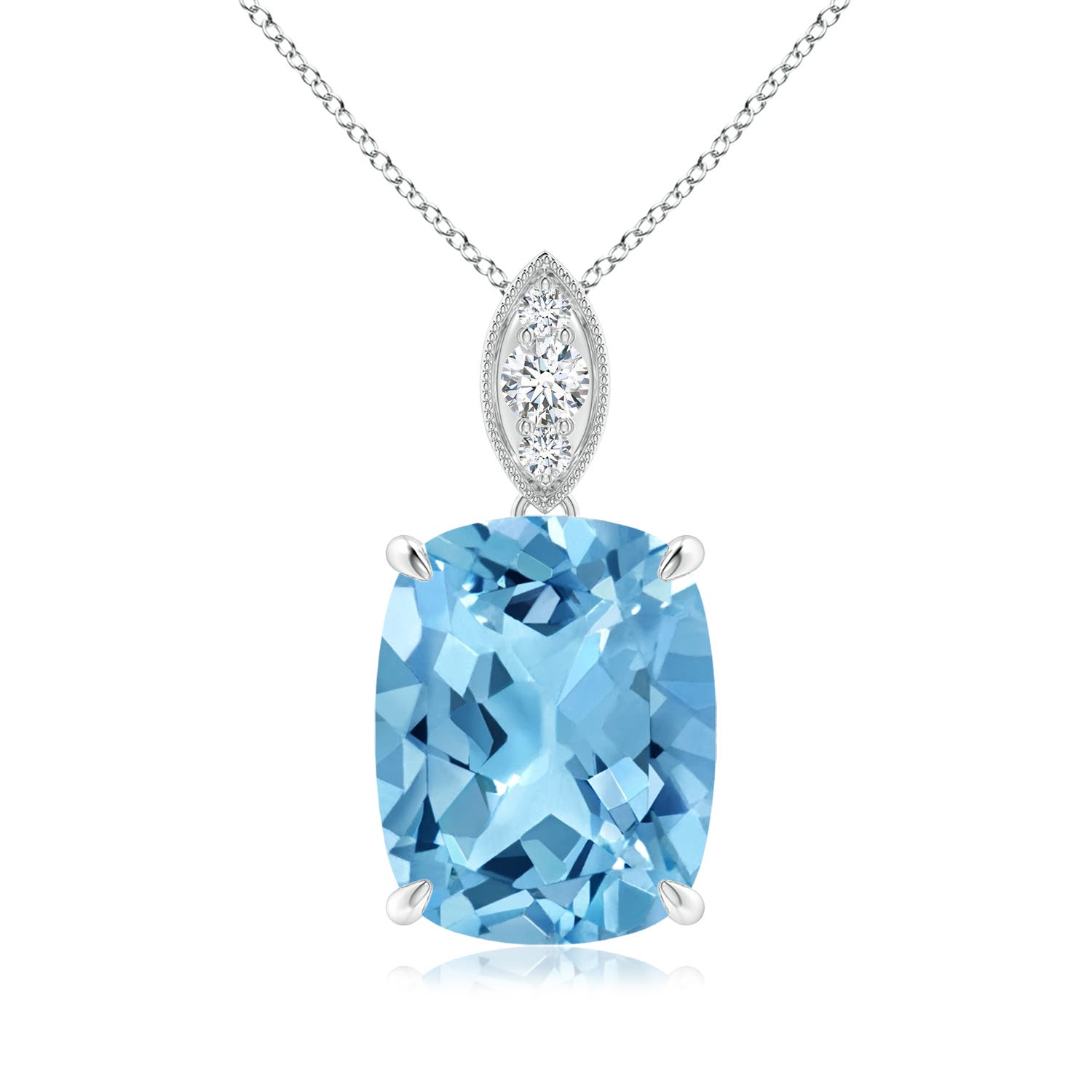 A - Swiss Blue Topaz / 4.57 CT / 14 KT White Gold