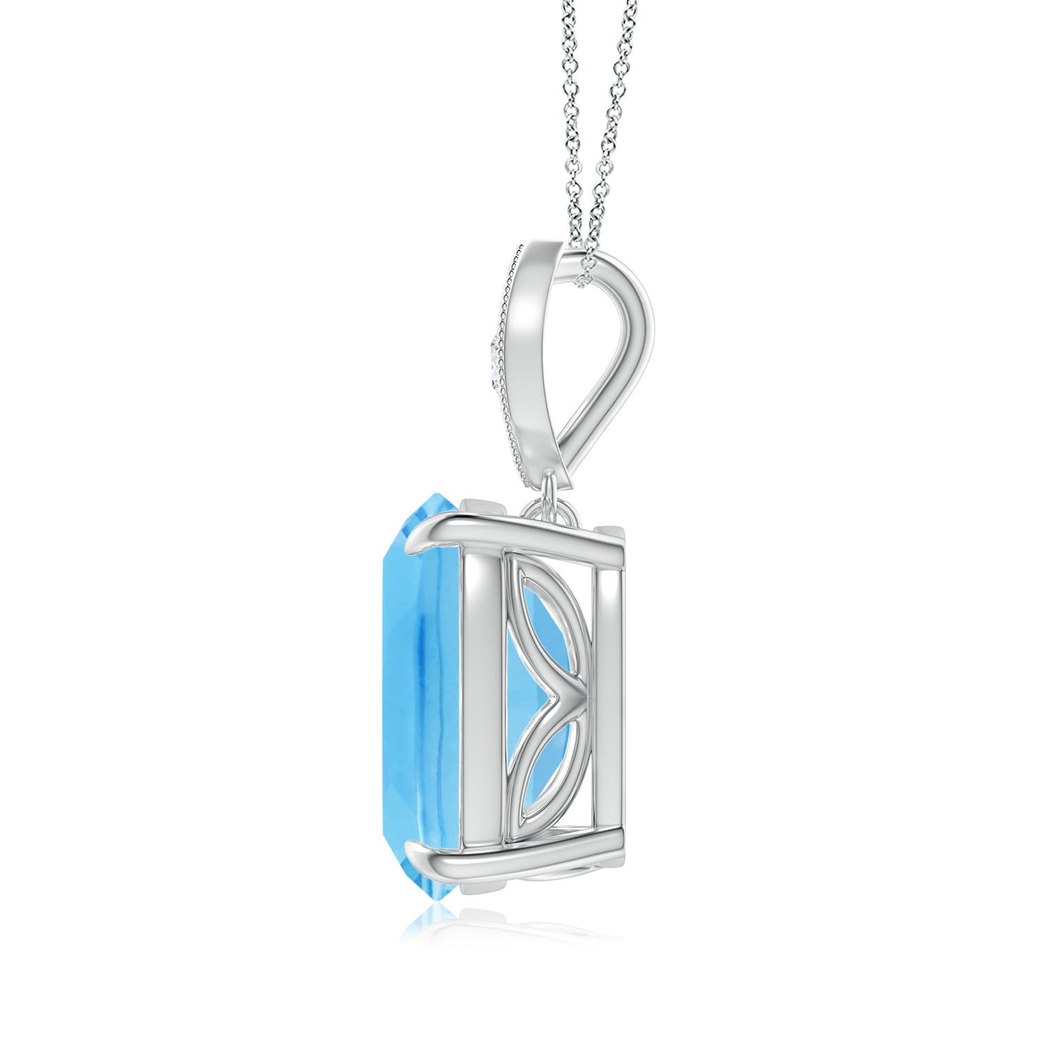 A - Swiss Blue Topaz / 4.57 CT / 14 KT White Gold