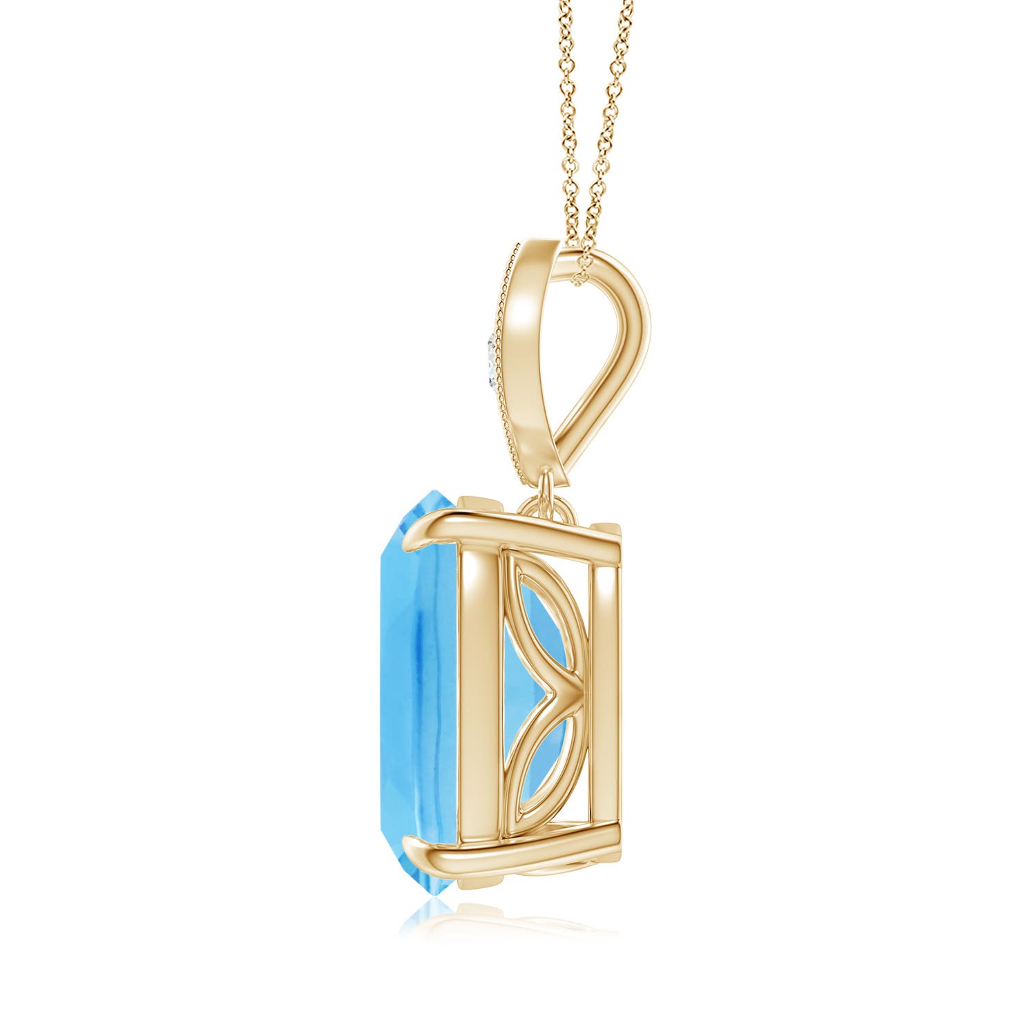 A - Swiss Blue Topaz / 4.57 CT / 14 KT Yellow Gold