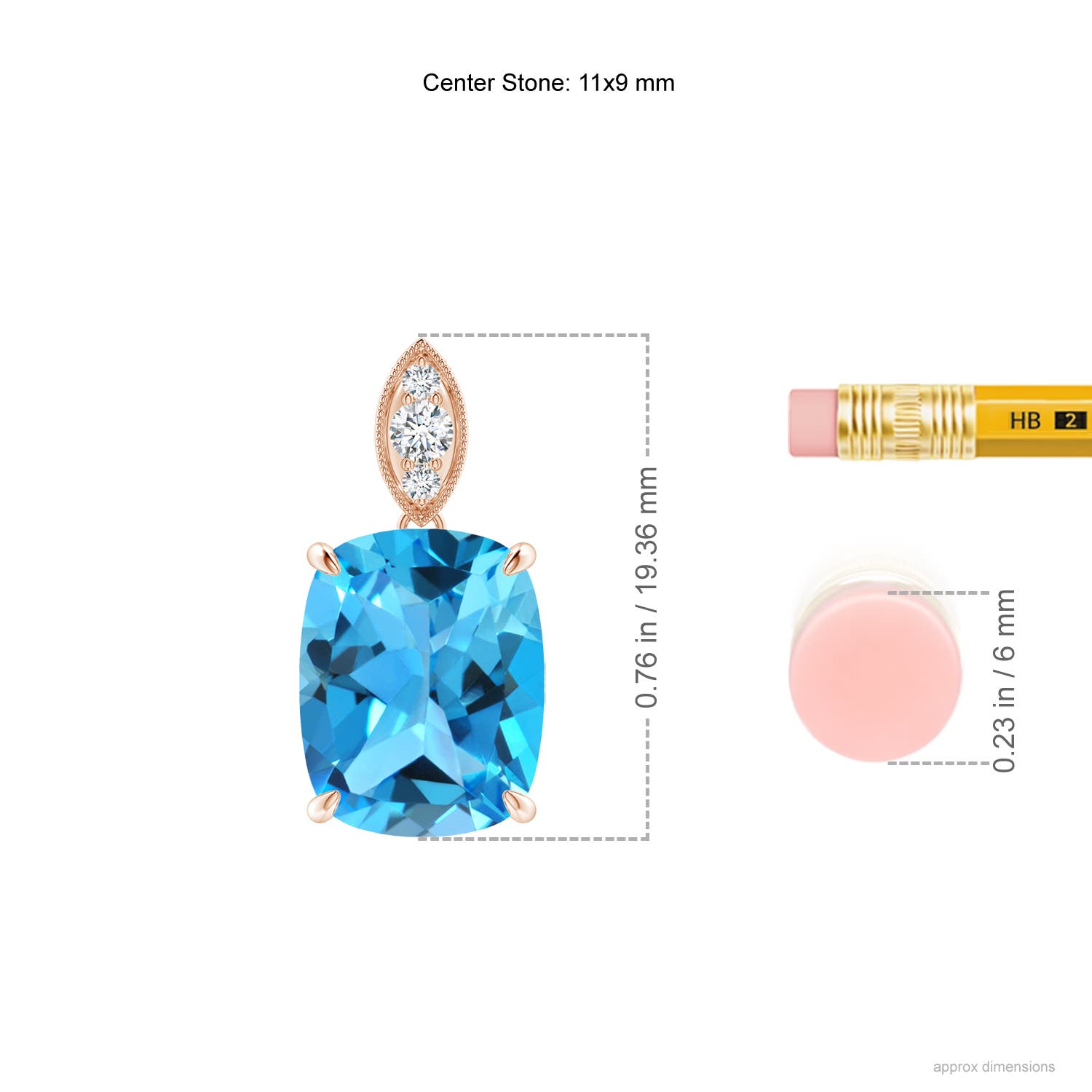 AAA - Swiss Blue Topaz / 4.57 CT / 14 KT Rose Gold