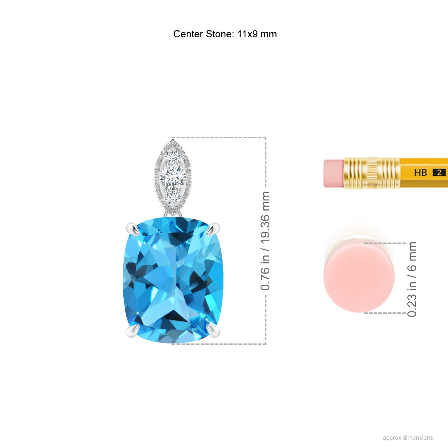 AAA - Swiss Blue Topaz / 4.57 CT / 14 KT White Gold