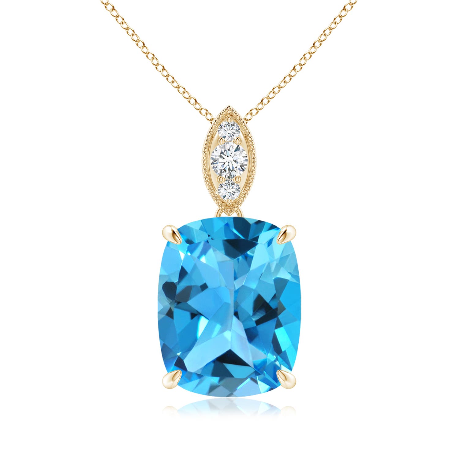 AAA - Swiss Blue Topaz / 4.57 CT / 14 KT Yellow Gold