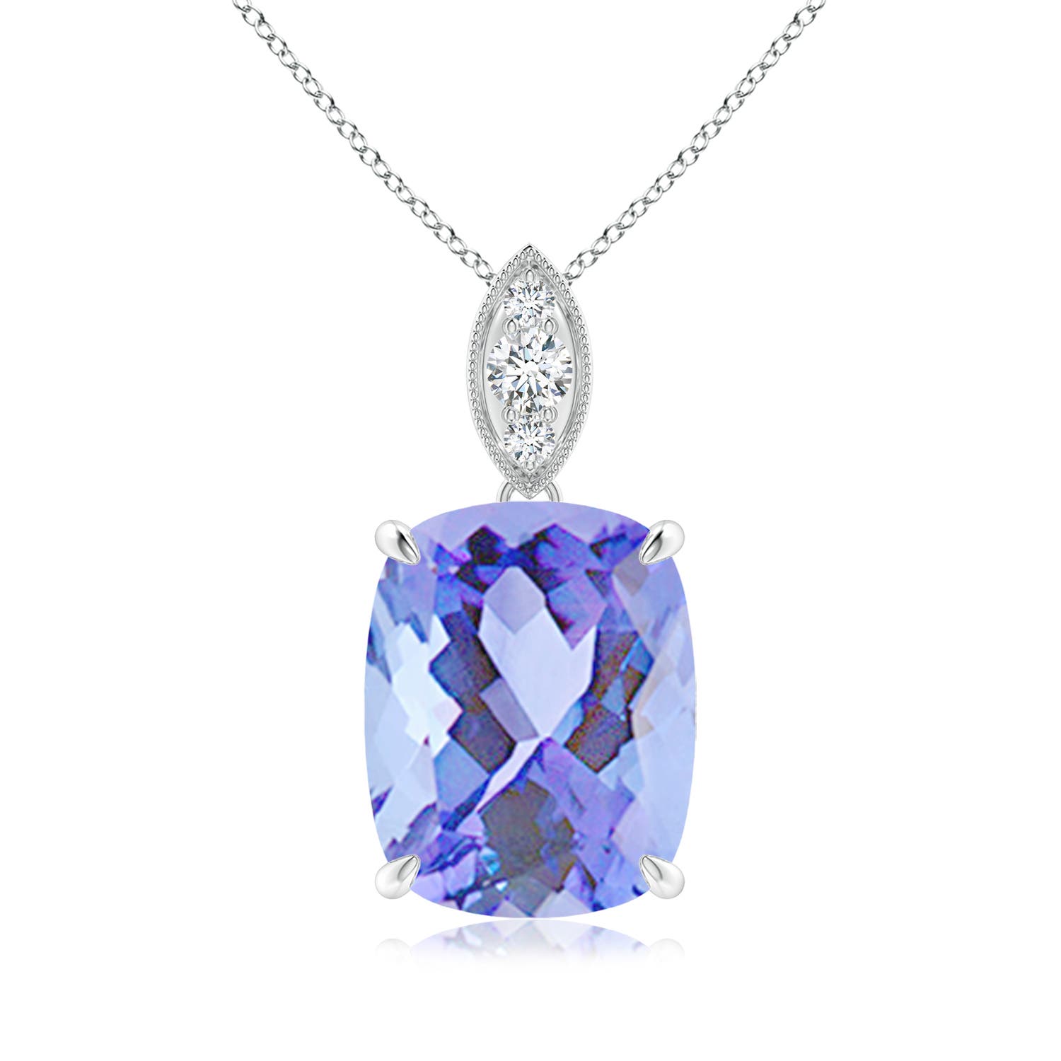 A - Tanzanite / 3.87 CT / 14 KT White Gold