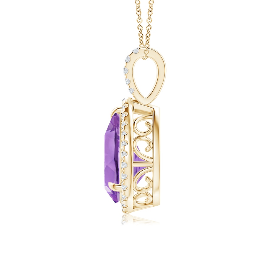 12x8mm A Claw-Set Amethyst Teardrop Halo Pendant in Yellow Gold side 199
