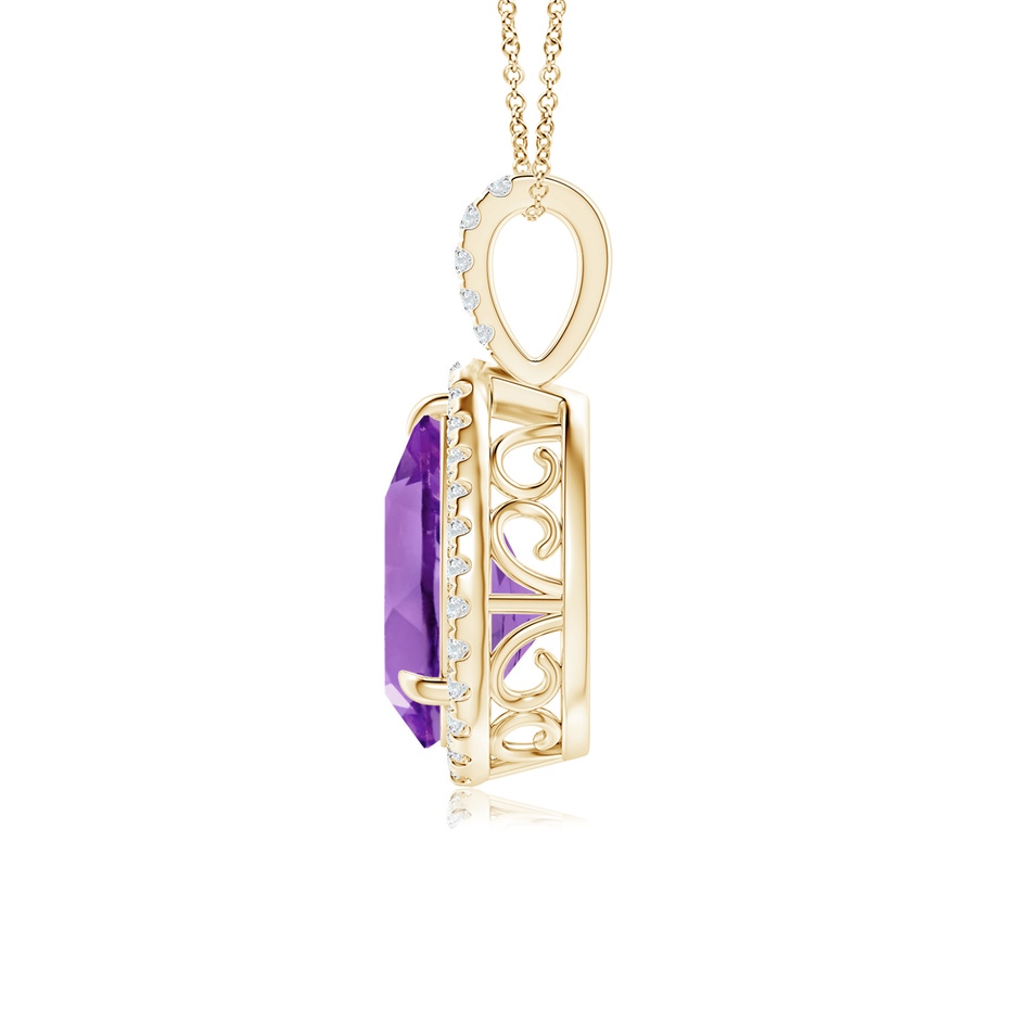 12x8mm AA Claw-Set Amethyst Teardrop Halo Pendant in Yellow Gold side 199