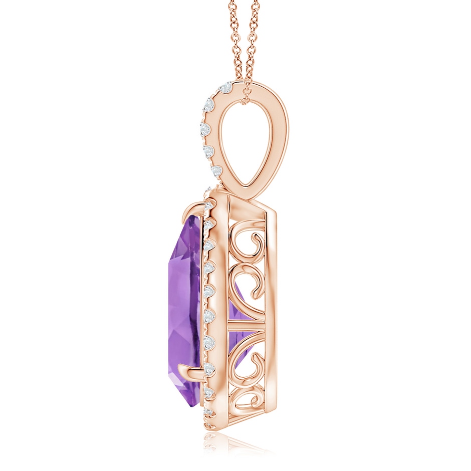 15x10mm A Claw-Set Amethyst Teardrop Halo Pendant in Rose Gold side 199