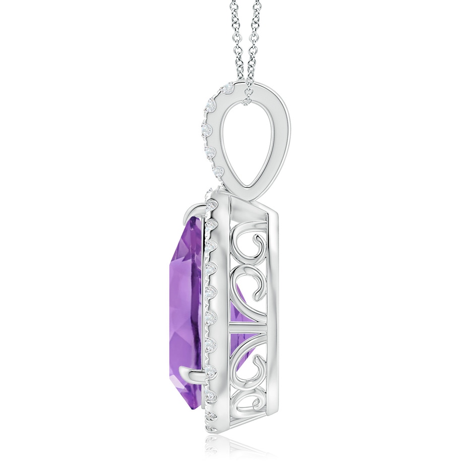 15x10mm A Claw-Set Amethyst Teardrop Halo Pendant in White Gold side 199