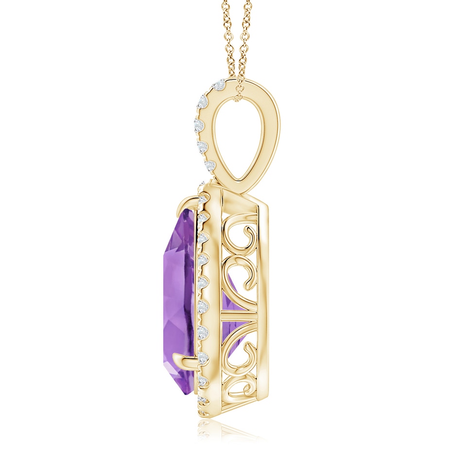 15x10mm A Claw-Set Amethyst Teardrop Halo Pendant in Yellow Gold side 199