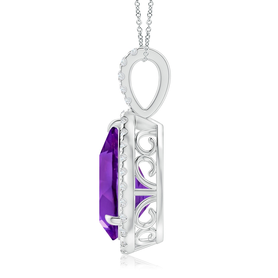 15x10mm AAAA Claw-Set Amethyst Teardrop Halo Pendant in P950 Platinum side 199