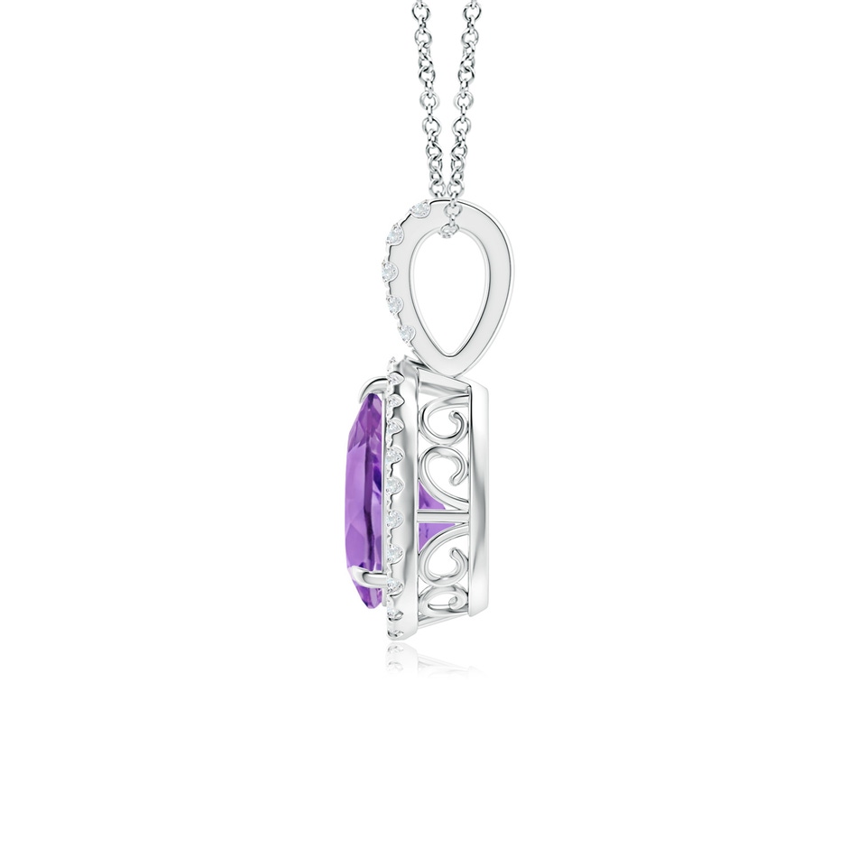 8x6mm A Amethyst Teardrop Pendant with Diamond Halo in P950 Platinum side-1