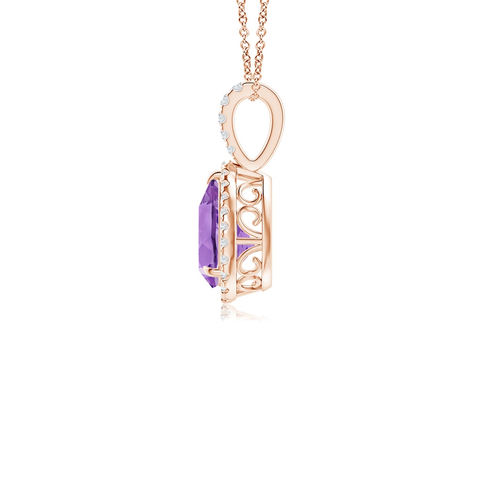 8x6mm A Claw-Set Amethyst Teardrop Halo Pendant in Rose Gold side 199