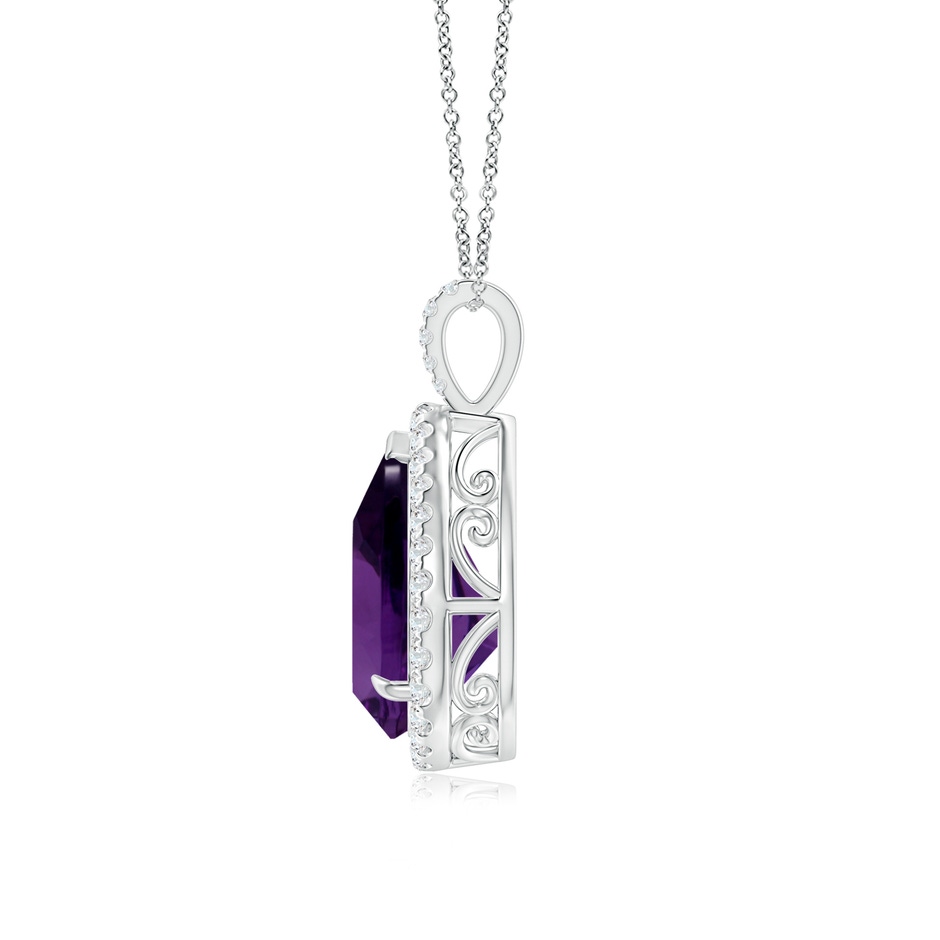 12.10x8.17x5.33mm AAA GIA Certified Amethyst Teardrop Pendant with Diamond Halo in White Gold side 199