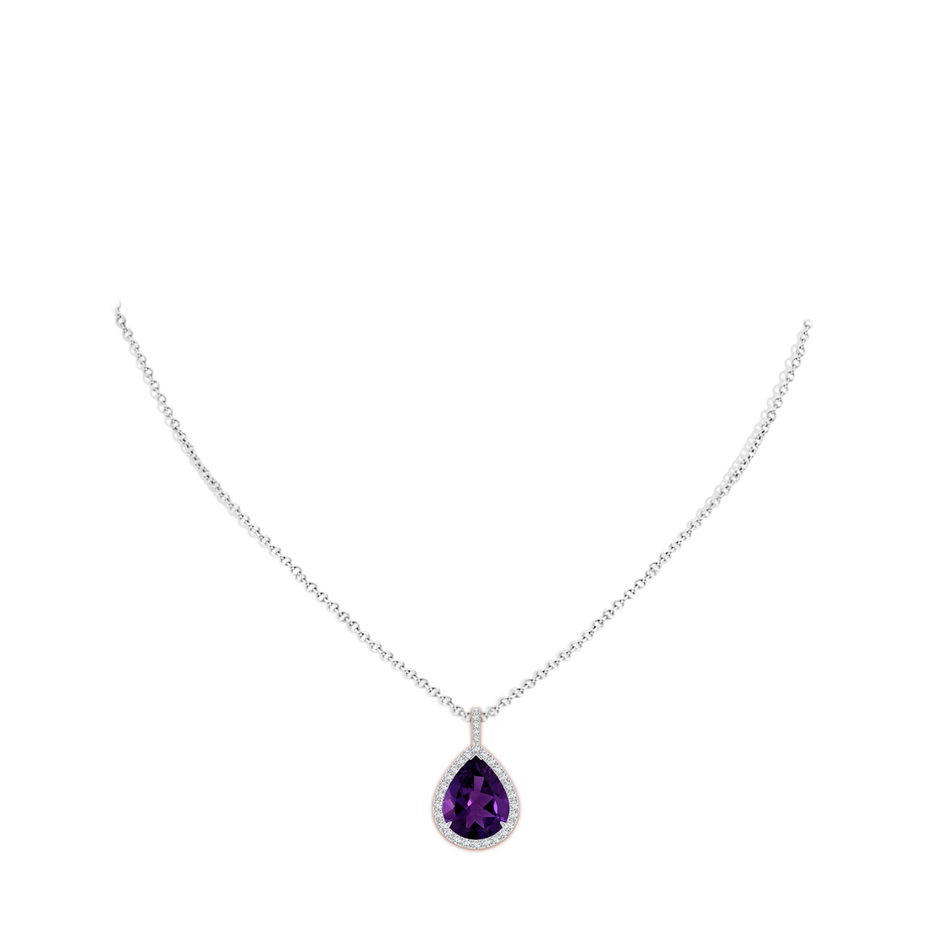 12.10x8.17x5.33mm AAA GIA Certified Amethyst Teardrop Pendant with Diamond Halo in White Gold pen