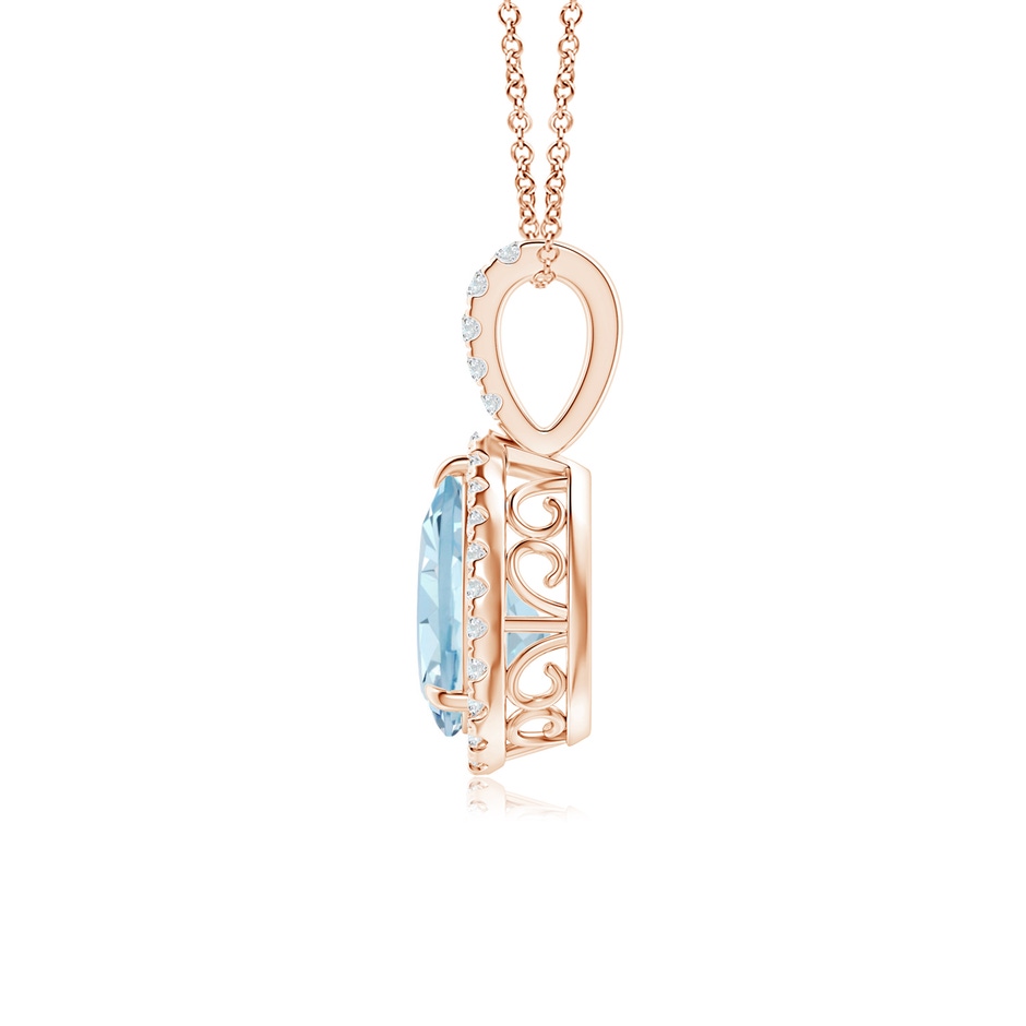 8x6mm AA Aquamarine Teardrop Pendant with Diamond Halo in 9K Rose Gold product image