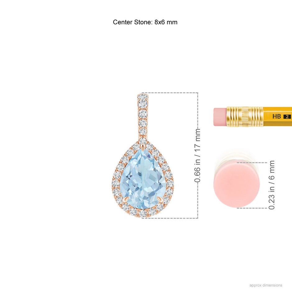 8x6mm AA Aquamarine Teardrop Pendant with Diamond Halo in 9K Rose Gold product image
