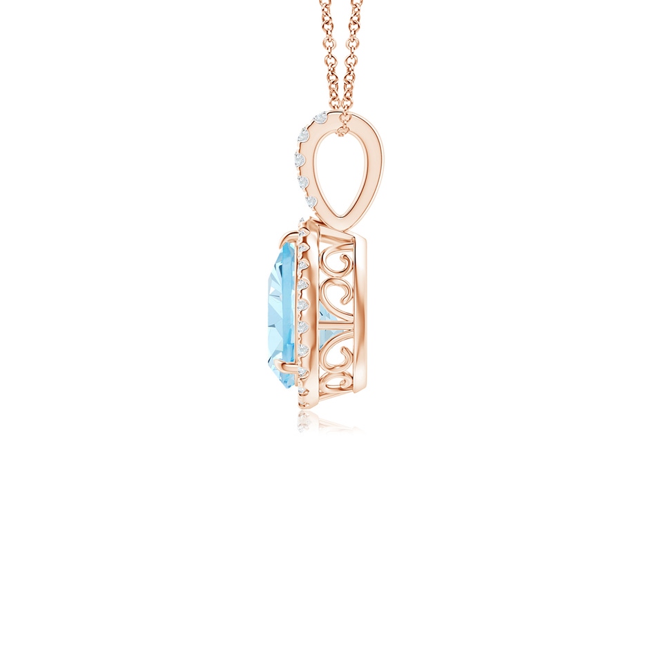 8x6mm AAA Aquamarine Teardrop Pendant with Diamond Halo in 9K Rose Gold side 199