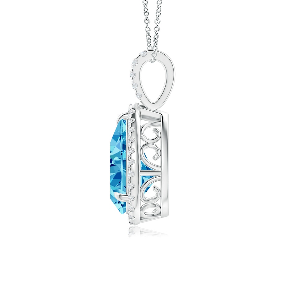 12x8mm AAAA Fancy Intense Blue Diamond Teardrop Pendant with Halo in P950 Platinum side 199