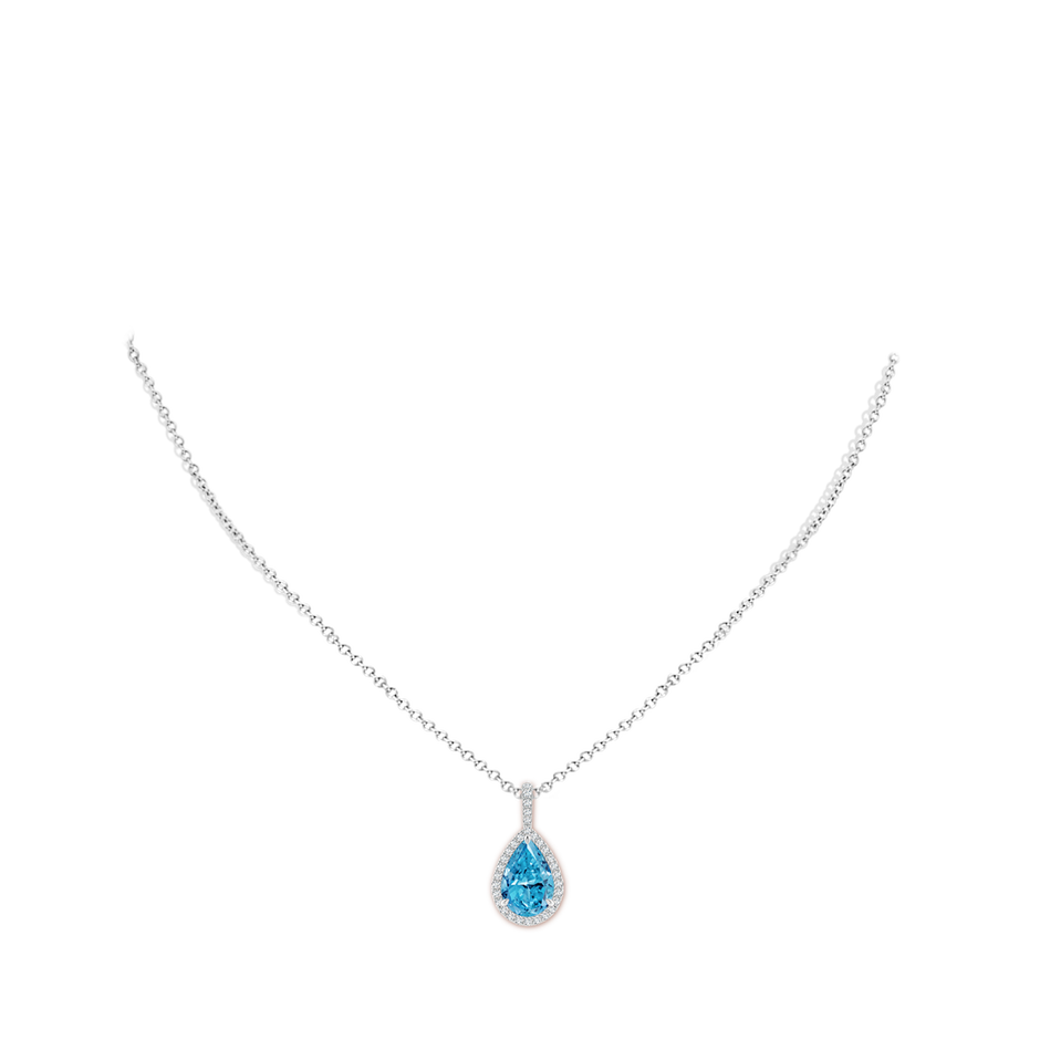 12x8mm AAAA Fancy Intense Blue Diamond Teardrop Pendant with Halo in P950 Platinum pen