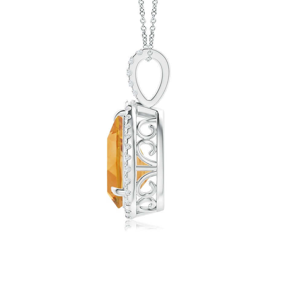 12x8mm A Citrine Teardrop Pendant with Diamond Halo in P950 Platinum side 199