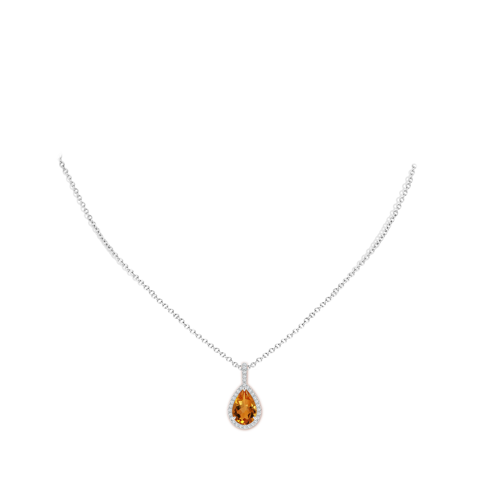 12x8mm AAA Citrine Teardrop Pendant with Diamond Halo in White Gold pen