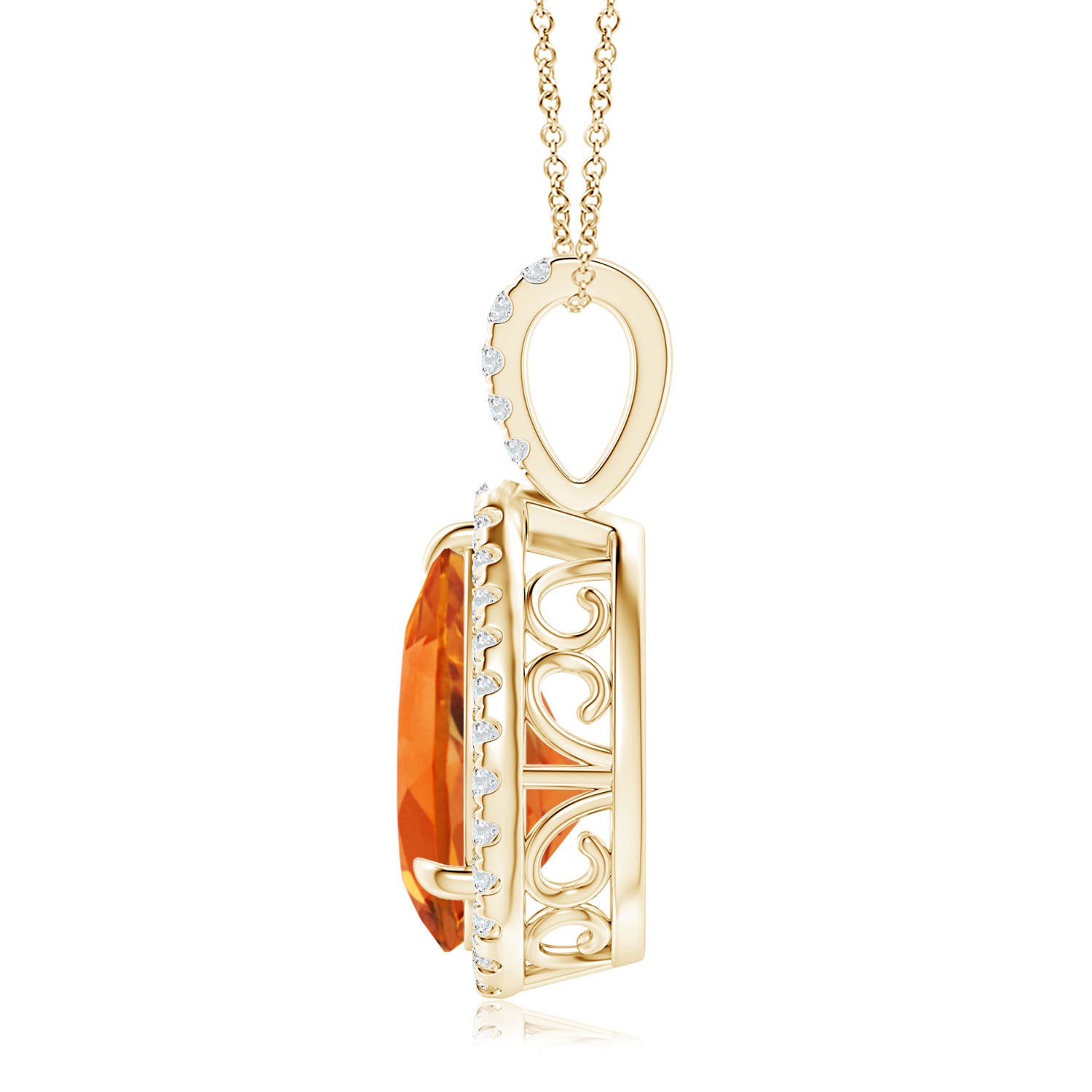 Angara Natural Citrine Solitaire Pendant Necklace for Women in 14K
