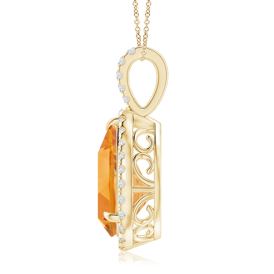15x10mm AA Claw-Set Citrine Teardrop Halo Pendant in Yellow Gold side 199
