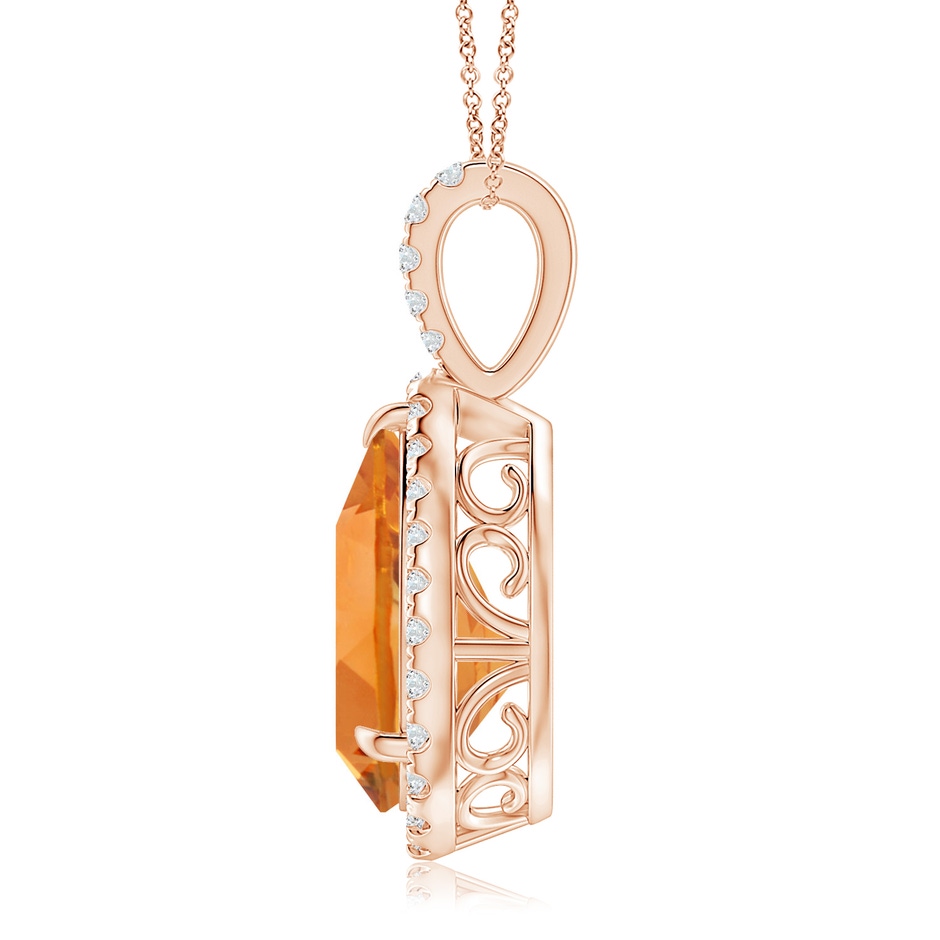 15x10mm AAA Claw-Set Citrine Teardrop Halo Pendant in Rose Gold side 199