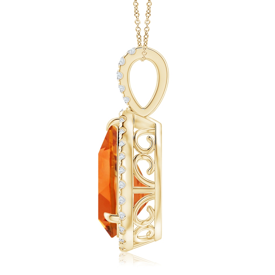 15x10mm AAAA Claw-Set Citrine Teardrop Halo Pendant in 18K Yellow Gold side 199