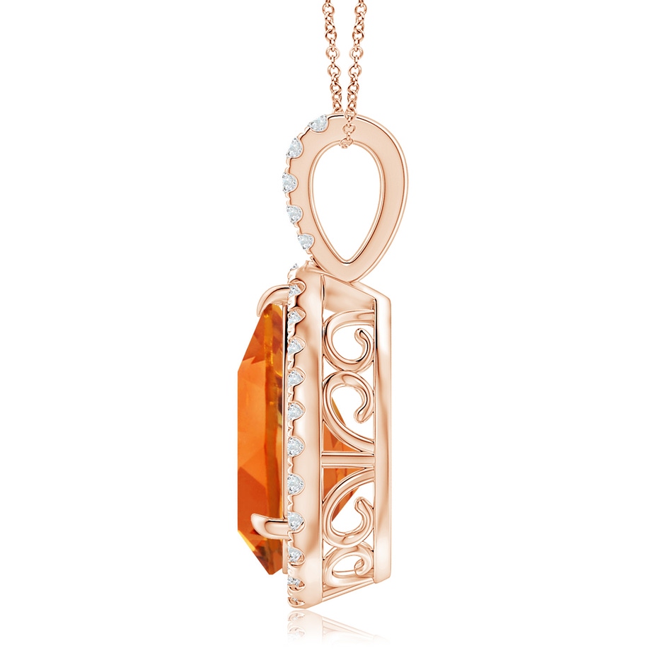 15x10mm AAAA Claw-Set Citrine Teardrop Halo Pendant in Rose Gold side 199