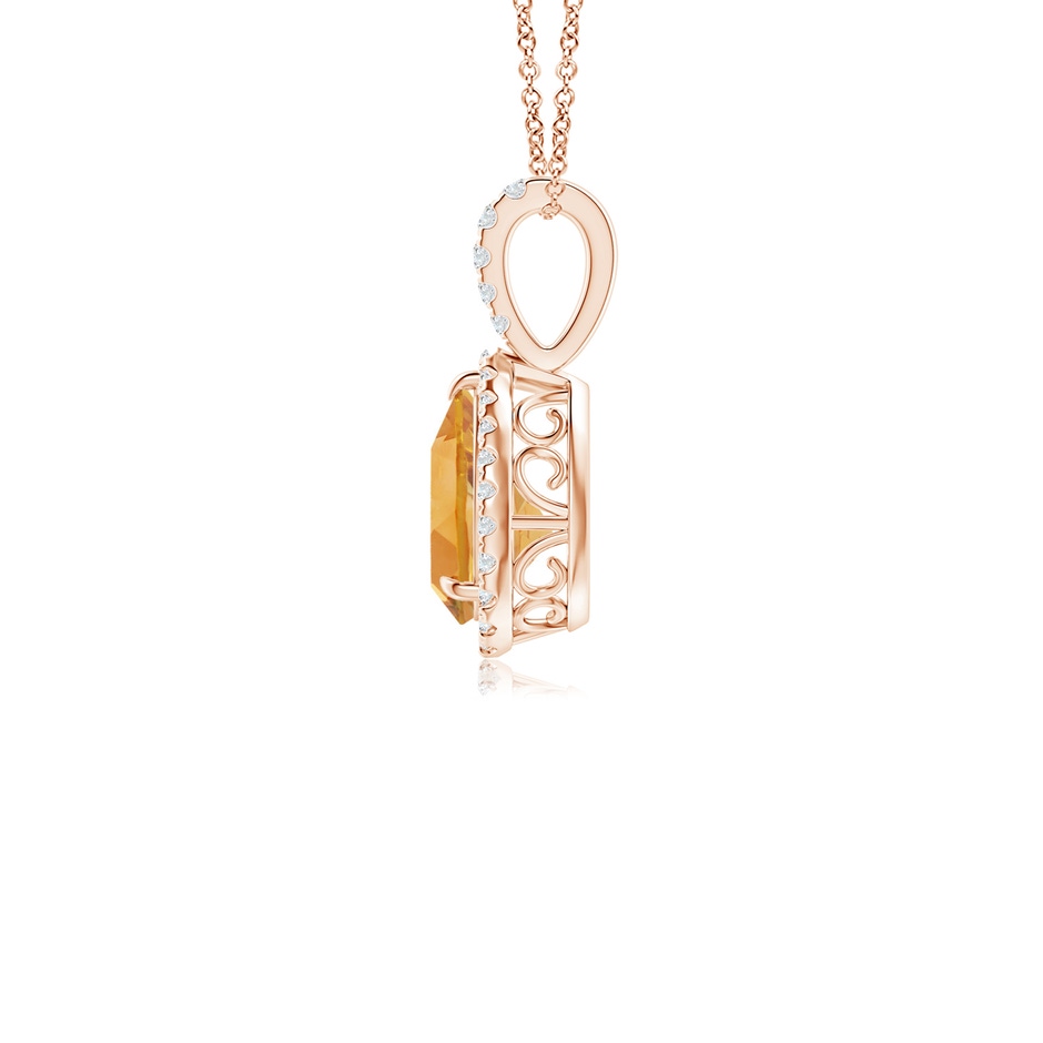 8x6mm A Citrine Teardrop Pendant with Diamond Halo in Rose Gold side 199