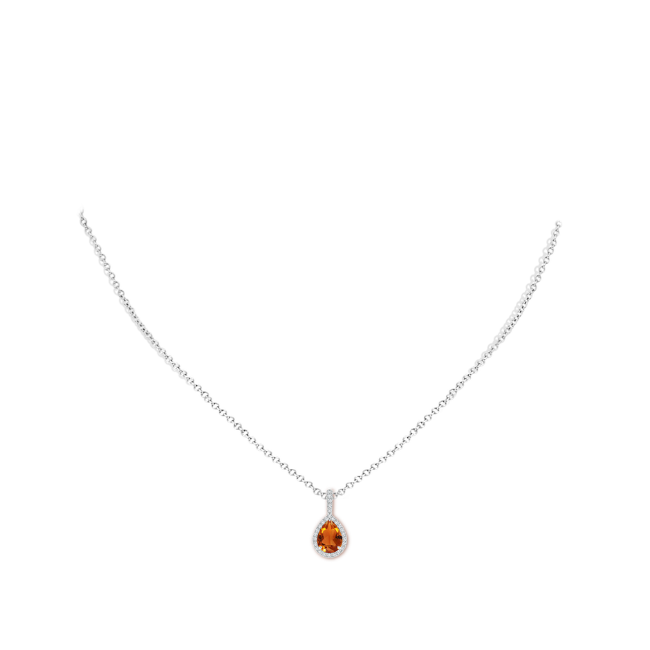 8x6mm AAAA Citrine Teardrop Pendant with Diamond Halo in P950 Platinum pen
