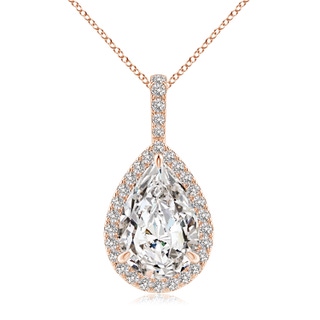 12x8mm IJI1I2 Diamond Teardrop Pendant with Halo in Rose Gold