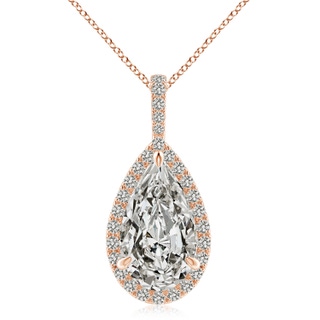 14x8mm KI3 Diamond Teardrop Pendant with Halo in Rose Gold