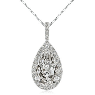 14x8mm KI3 Diamond Teardrop Pendant with Halo in S999 Silver