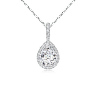 7x5mm HSI2 Diamond Teardrop Pendant with Halo in 18K White Gold