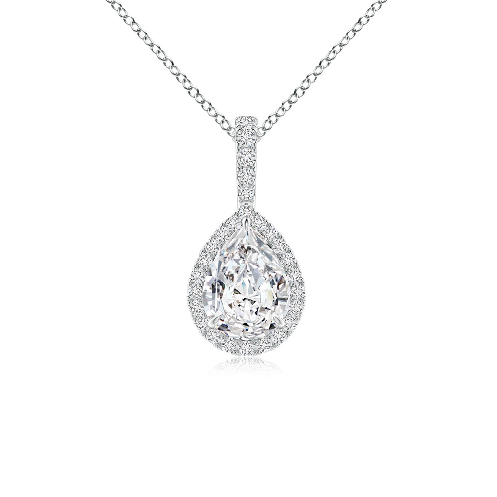 7x5mm HSI2 Diamond Teardrop Pendant with Halo in White Gold 