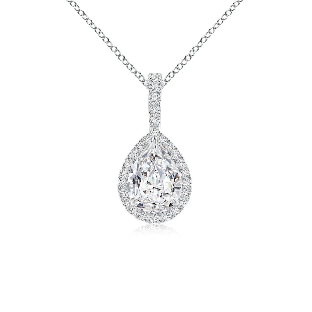 7x5mm HSI2 Diamond Teardrop Pendant with Halo in White Gold
