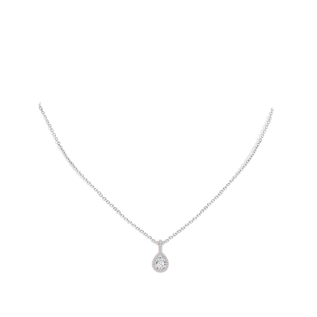 7x5mm HSI2 Diamond Teardrop Pendant with Halo in White Gold pen