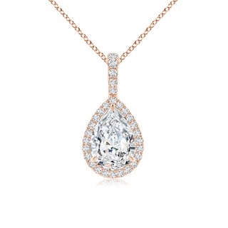 9x6mm GVS2 Diamond Teardrop Pendant with Halo in Rose Gold