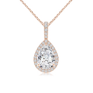 9x6mm HSI2 Diamond Teardrop Pendant with Halo in Rose Gold