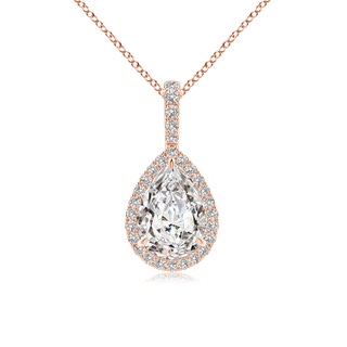 9x6mm IJI1I2 Diamond Teardrop Pendant with Halo in 18K Rose Gold