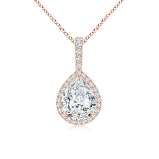 9x7mm GVS2 Diamond Teardrop Pendant with Halo in 18K Rose Gold