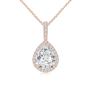 9x7mm HSI2 Diamond Teardrop Pendant with Halo in Rose Gold