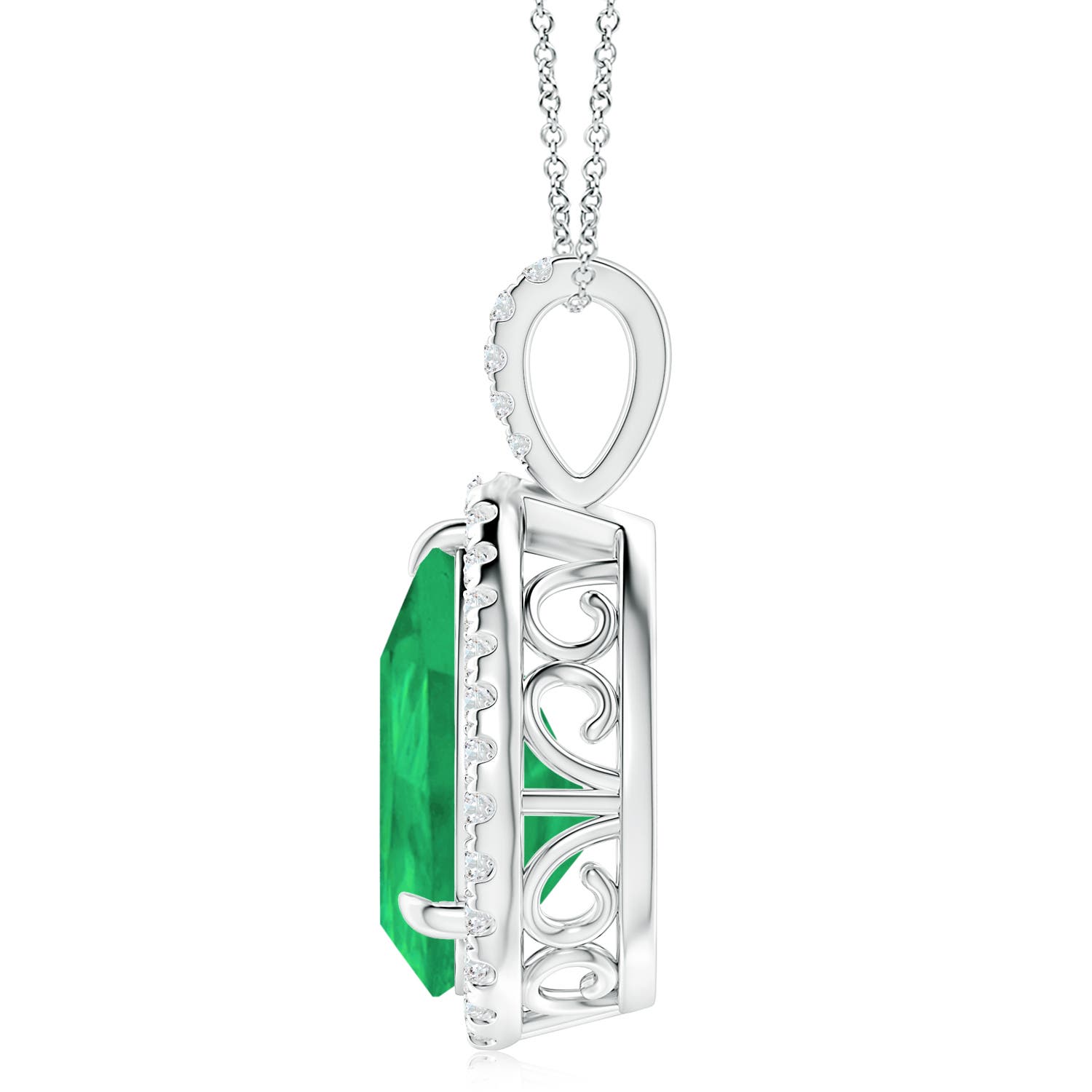 A - Emerald / 6.95 CT / 14 KT White Gold