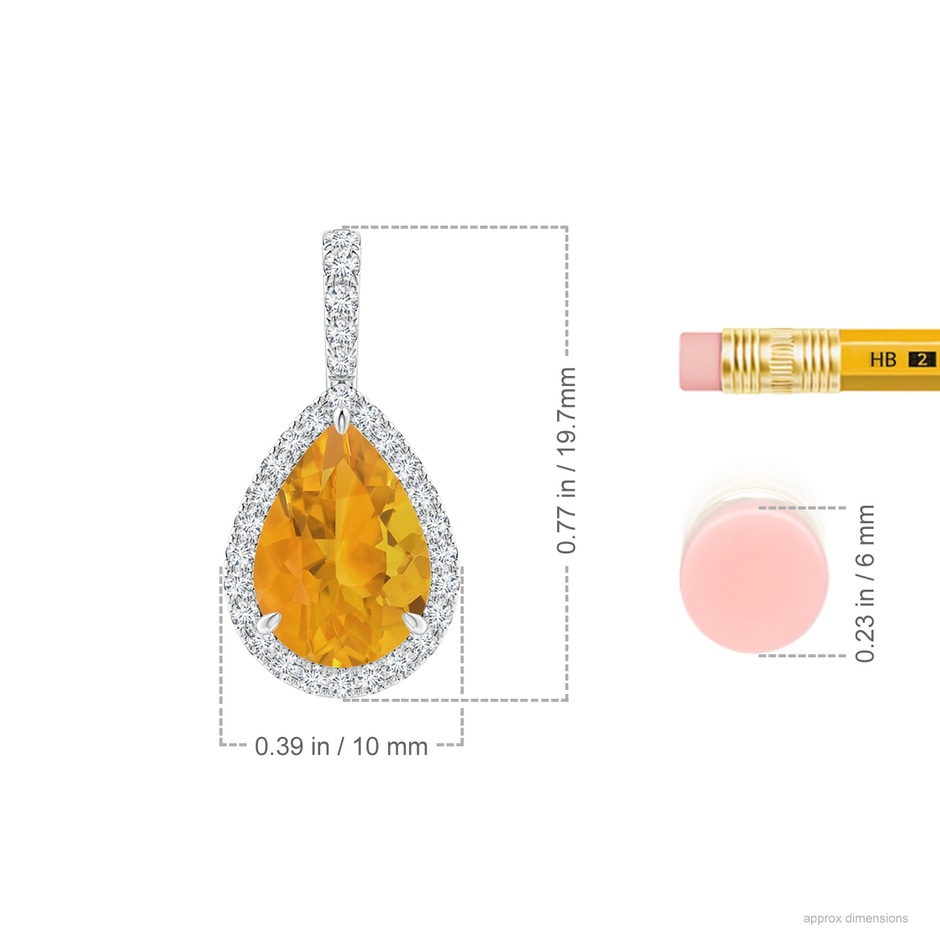 10x7mm A Fire Opal Teardrop Pendant with Diamond Halo in P950 Platinum ruler