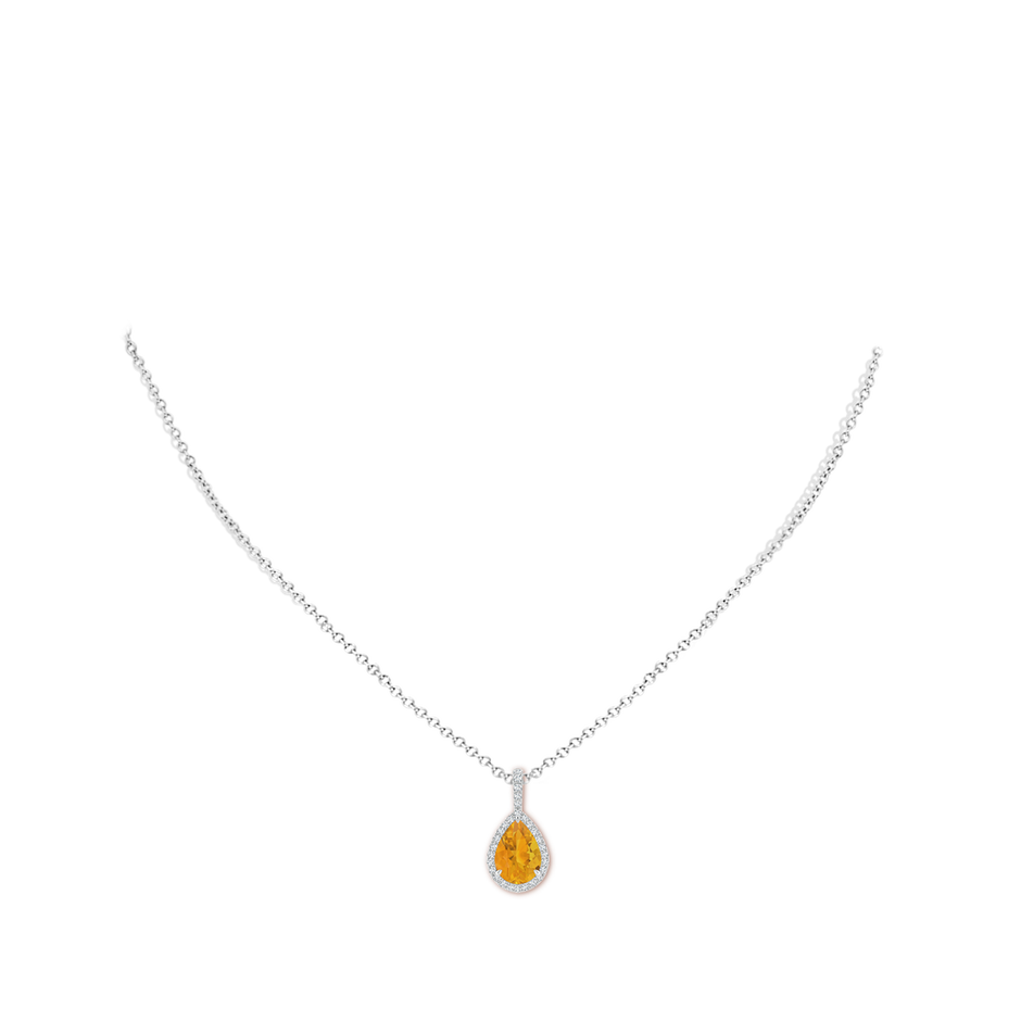 10x7mm A Fire Opal Teardrop Pendant with Diamond Halo in P950 Platinum pen