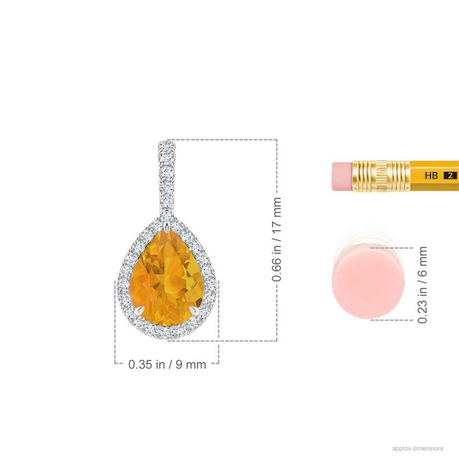 8x6mm A Fire Opal Teardrop Pendant with Diamond Halo in P950 Platinum ruler