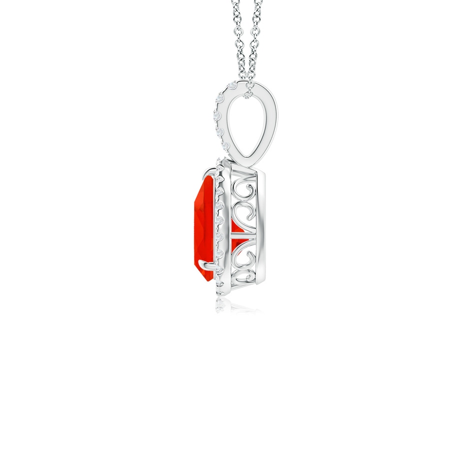 8x6mm AAAA Fire Opal Teardrop Pendant with Diamond Halo in White Gold side 199